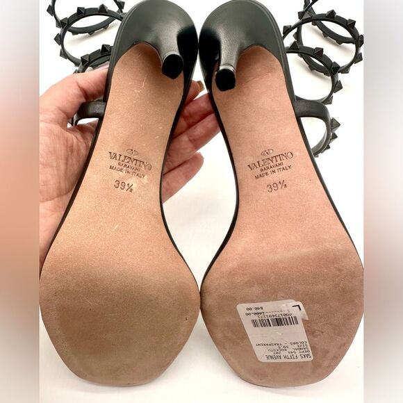 Valentino Garavani Rockstud Wrap Around 100mm Leather PVC Sandals EU 39.5 US 9.5 - Picture 7 of 10